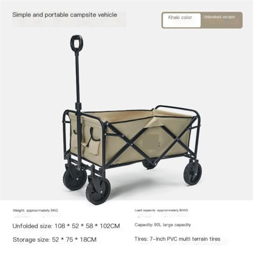 Genérico Carro de Camping Plegable, Carrito de Camping portátil, Carrito Plegable para Playa, jardín, Picnic, Carrito de Camping Plegable portátil - Carrito de Playa Ligero para Aventuras Todoterreno
