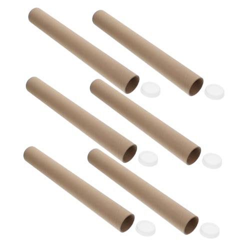 KICHOUSE 6pcs Kraft Paperboard Round Tubes Cardboard Shipping Tubes for Posters Calligraphy Scrolls Documents