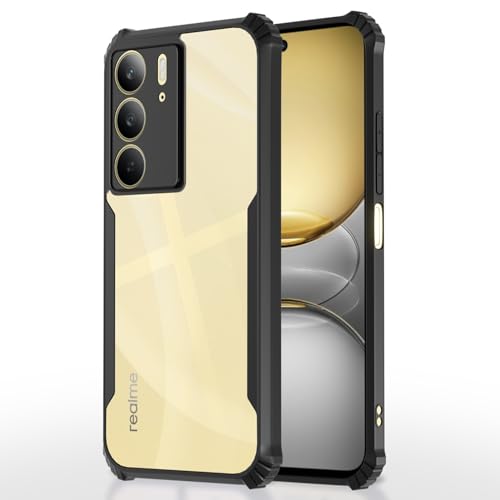 Image of Pikkme Back Cover for Realme C71 | Ultra Hyrbid | Full Camera Protection | Raised Edge | Crystal Clear Transparent Bumper Case (Black)
