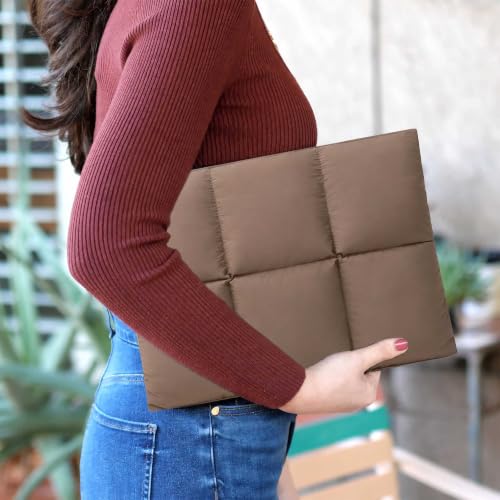 Image of ProElite Puffy Tablet Sleeve Case Upto 13.3 inch for Galaxy Tab S10 Fe+ /S9 FE+ /S7+ /S8 Plus /S9 Plus /S7 FE 12.4 inch, iPad Pro 12.9 inch, MacBook Air /Pro Retina, Microsoft Surface Pro 4 /5 /6 /7 /8 /9, Mocha Brown