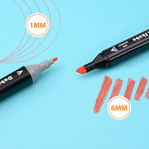 Dabo&Shobo 80 Color Alcohol Marker Pens， Bright Permanent ，For Coloring Art Markers For Kids, Adults Coloring Book, ， Wide Chisel And Thin Head Double-Head Design Equipped With, Black Suitcase #TOP3