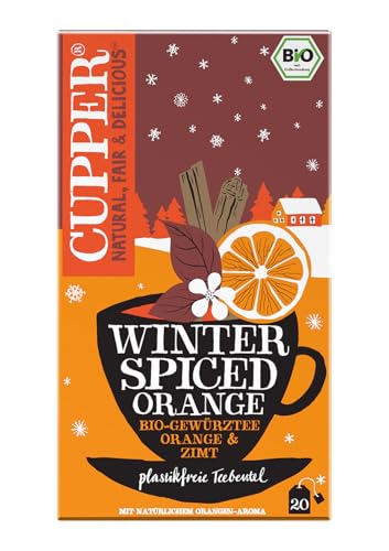 CUPPER - 20 Bolsitas de Infusiones Ecológicas de Naranja y Canela - Sin Azúcar Añadido - Apto para Veganos - Propiedades Digestivas y Antioxidante