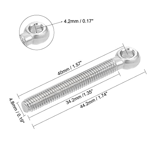 Image of uxcell M5 x 40mm 304 Stainless Steel Machine Shoulder Lift Eye Bolt Rigging 4pcs