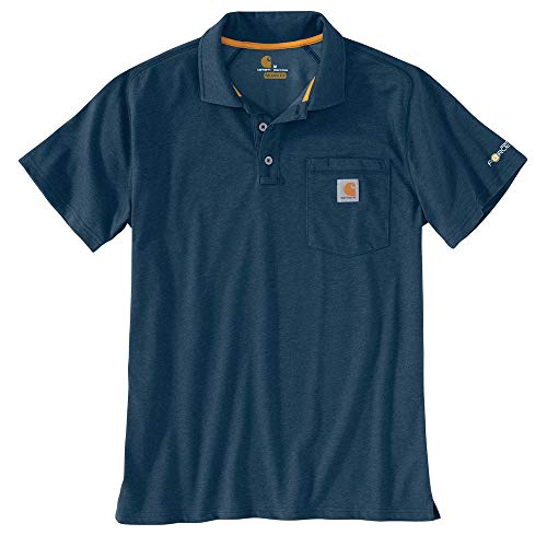 Carhartt Men's Force Cotton Delmont Pocket Polo, Light Huron Heather, Large