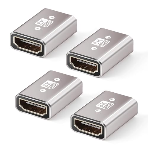 HDMI Coupler 8K, 4-Pack HDMI 2.1 Female to Female Adapter, HDMI Extender, Support 8K@60Hz, 4K@120Hz,...