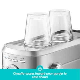 CASABREWS Machine à Cafetière Expresso avec buse à Mousse de lait Puissante, 20Bars Cafetière et Machine à Cappuccino avec Manomètre, Réservoir de 1 L, Boîtier en métal, Acier inoxydable