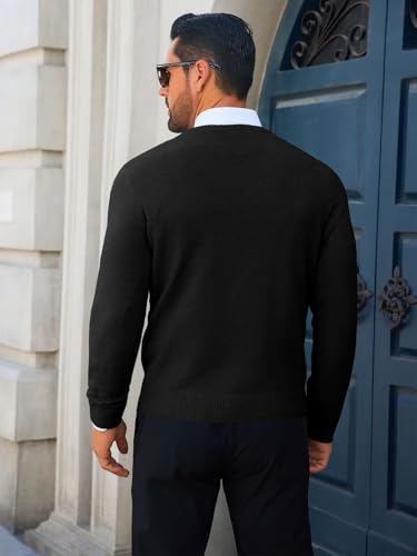 Runcati Mens Crewneck Sweaters Casual Knit Lightweight Dress Sweater Long Sleeve Slim Fit Fall Winter Pullover4