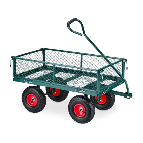 Handwagen Bollerwagen mit Luftbereifung, Klappbare Seitenteile, Ergonomischer Griff, Stabile Stahlkonstruktion, Transportwagen für Garten Einkaufen Festival, 200 kg Traglast, Flexibel & Vielseitig
