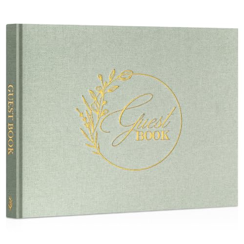 Lanpn Livro de Visitas de Casamento em Branco, Livro de Assinaturas de Casamento de Linho, Livros de Assinaturas para Casamentos, Aniversários, Batizados, Aniversários, Livro de Lembranças, álbum de