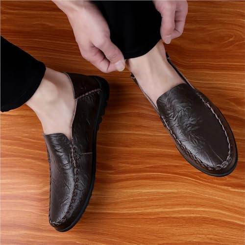 PU Leather Loafer Shoes Mens Round Toe Flat Heel Lightweight Comfortable Prom Slip-on4