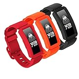 GVFM Compatible with Fitbit Ace 2 Bands for Kids 6+, Soft Silicone Waterproof Bracelet Accessories Sport Strap Boys Girls bands Compatible for Fitbit Ace 2 (3- Black Red Orange)