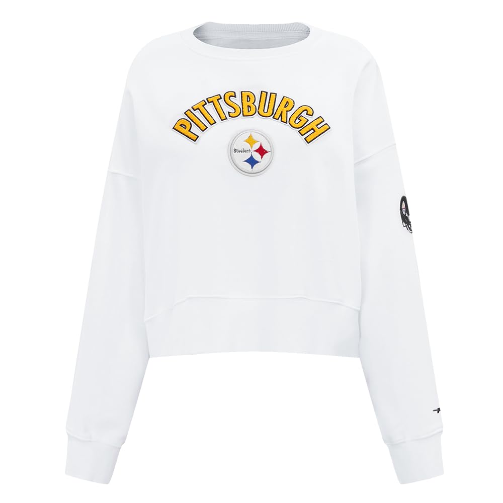 Pro Standard Womens NFL Pittsburgh Steelers Classic Chenille Crewneck Sweatshirt White Xl