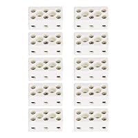 TICFOX Keramik Klemmenblöcke, Keramik Steckverbinder, 10 Stück 3 Wege 24A TC-613 Porzellan Steckverbinder Hochtemperaturbeständiger Klemmenblock für Elektrische Verkabelung