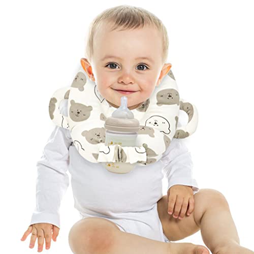 Image of vocheer Baby Bottle Holder, Portable Support Pillow for Newborns, Baby Breastfeeding Pad, Bottle Support Cushion (White Bear)