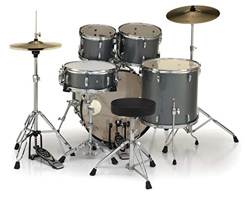 Image of Pearl, Drum Set, 5 Pcs, Roadshow, W /Stands & Cymbals -Charcoal Metallic RS525SC /C (706)