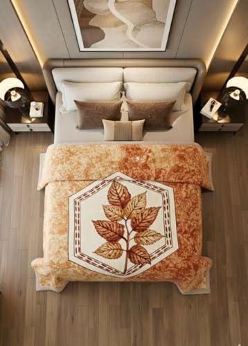 Image of Signature Exclusive Chanakya Supersoft Luxury Heavy Winter Double Ply Double Bed Mink Blanket - 4.5 kg | 100% Polyester | 2.10 m x 2.40 m | Royal Luxe Comfort for Extreme Cold (Caramel Blossom)