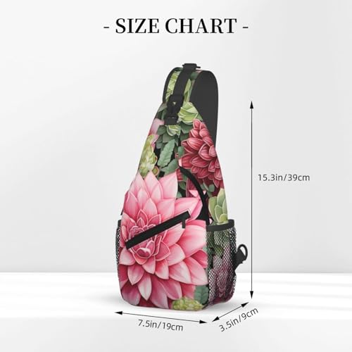 Bolso bandolera unisex con diseño de planta de loto ligero miniatura 3