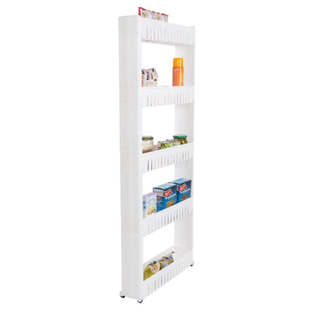 Mensola Slim Scaffale Scorrevole Portaoggetti Carrello Organizzatore Rimovibile in Plastica Utilizzabile per Cucina Bagno Lavanderia Garage Casa,