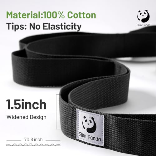 Slim Panda Cinturon Estiramiento de Yoga, Correa Yoga con 10 Bucles para Estirar y Stretching, Cinta de Yoga Ideal para Yoga, Ballet, Fitness, Pilates Rehabilitación… - Imagen 3