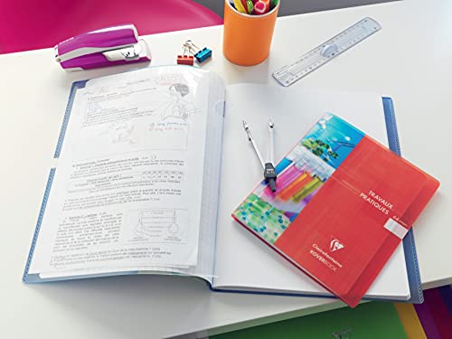 Clairefontaine 950420C - Schulheft / Praxisarbeitsheft Koverbook, 17x22 cm, 32 Blatt, französische Lineatur 90g + Zeichenpapier 125g blanko, Einband aus PP, geheftet, farbig sortiert, 1 Stück