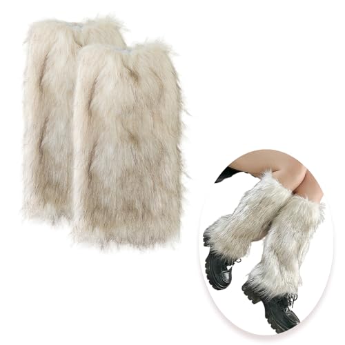 [NazyJnn] フェイクファー レッグウォーマー 25cm 40cm ふわふわ ブーツカバー 秋冬 防寒 もこもこ コスプレ ダンス 衣装 ユニセックス 1ペアのサムネイル