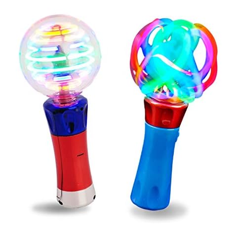GRANITE MOUNTAIN PRODUCTS Light Up Spinning Wand Toy for Kids - Sensory LED Spinner with Magic Ball - Autism Toys for Boys & Girls - Fun Glow Party Favor, Toddler Gift Cover