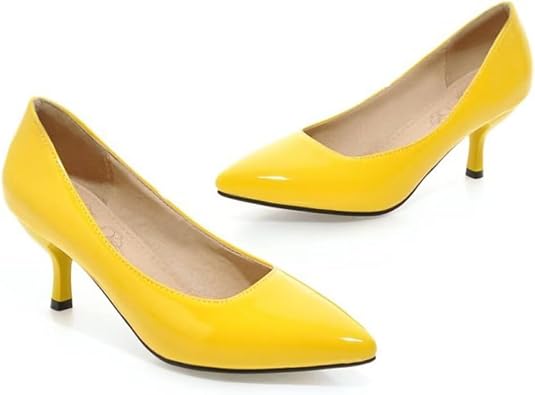 LUXINYU Womens Patent Leather Pointed Toe Stiletto High Heel Pumps Solid Color Classic Dress Heels