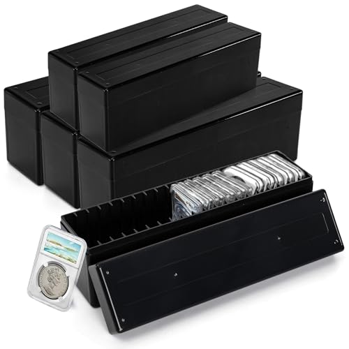 Jucoan 6 Pack Coin Slab Storage Box, 20 Slotted Plastic Coin Slab Holder Organizer Case for Graded Coins Storage, Coin Colletors Supplies