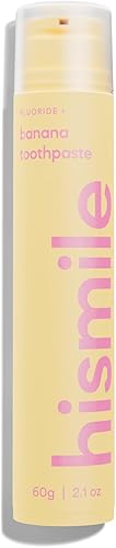 Hismile Pasta dental con sabor a plátano | Gama de pasta dental con sabor | Fórmula con flúor | Sabor a plátano