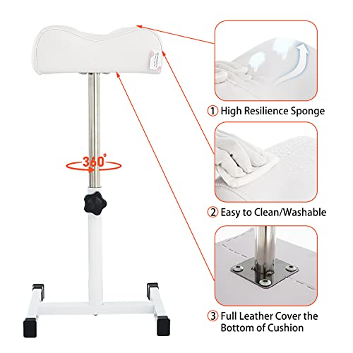 Image of Pedicure Stand Footrest Stand Adjustable Height Technician SPA Beauty Stand Stool with Non-Slip SPA Salon Home Equipment White