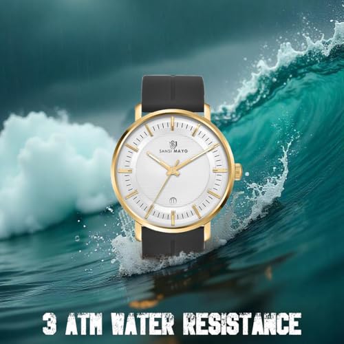Image of SANSI MAYO Analog Watch for Men with Silicone Band | Magnetic Lock Strap | Japanese Quartz Movement | Water Resistant | Formal & Casual Wristwatch Gift