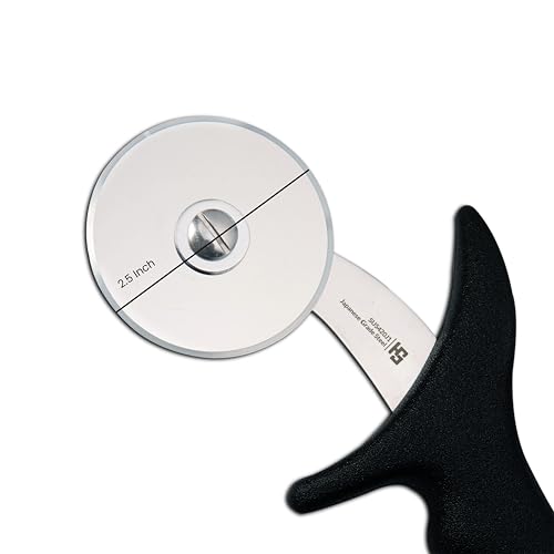 Image of HS 2.5 Inch Professional Pizza Cutter with Medium Handle, Sandwich Paratha Chapati Roti Wheel Smooth Rotating Slicer Food Grade Stainless Steel, Japanese Grade for Home and Commercial Use, Black
