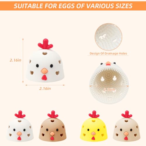 Image of Sokfone 2Pcs Silicone Egg Washer for Fresh Eggs, Multipurpose Cleaning Egg Brush Tool Funny Chick Shape Egg Scrubber Reusable Egg Brush Cleaner（White+Brown）