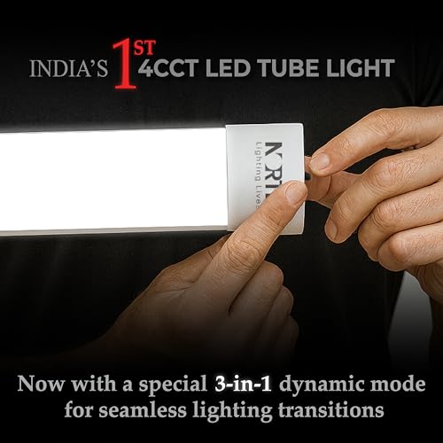 Image of Nortek Essenza 72 Watt 4 Feet 3 in 1 Colour Led Tube Light Batten for Home - Colour Changing Switch (Natural, Warm & Cool White Light), Fit for Wall, Ceiling or Hanging Clamps in any Room, Pack of 1