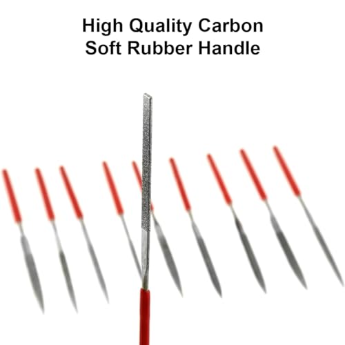 VIVIIHOO Diamant Nadelfeilen Set, 20 Mini Schlüsselfeilen mit Gummigriff für Holz, Metall, Glas und Keramik - inklusive wiederverschließbarer Kunststoff-Tasche