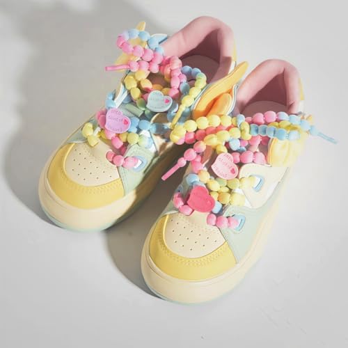 Candy-Colored Chunky Sole Walking Sneakers - Pastel Macaron Aesthetic Shoes for Women Breathable Comfort with Anti-Slip Soles & Cute Colorful Laces2