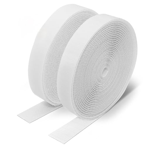 Image of WGLILO 0.75 Inch x 30 Feet Hook and Loop Strips with Adhesive, Double Sided Nylon Self Adhesive Tape for Home Office School and Crafting, Prevent Sofa Cushions, Mats, Mattresses from Sliding, White