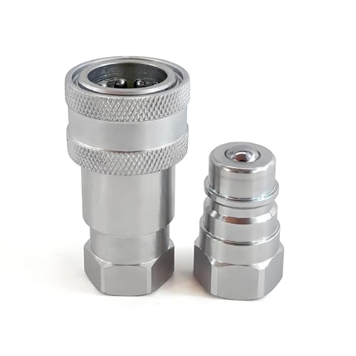 Image of 3 /8 inchBody 3 /8 inch NPT Thread Ag ISO 5675 Hydraulic Quick Connect Pioneer Style Coupler with Dust Caps