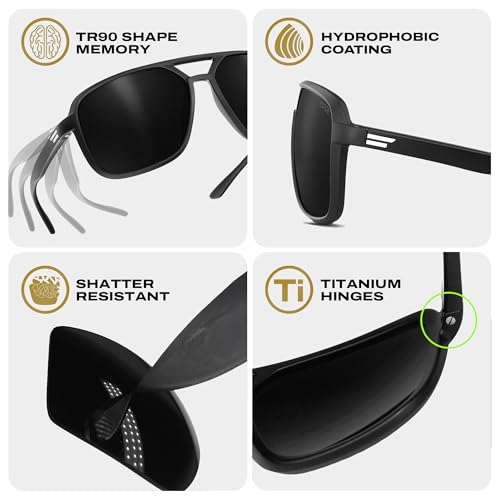 Image of TOROE Super Dark Black Out Polarized Sunglasses Extreme Light Sensitivity Advanced UV Protection C4 Impact Resistant