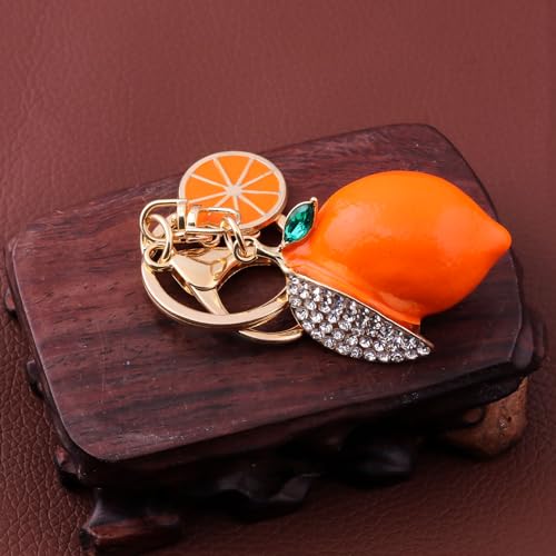 Image of Fruit Bag Charm Keychain - Gold Key Chain, Cute Purse Handbags Accessories - Beautiful Gift for Women