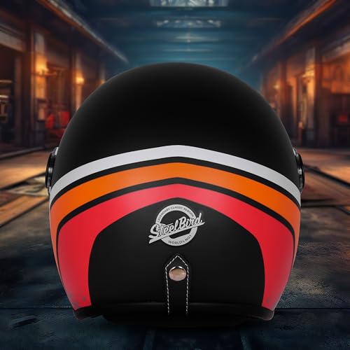 Image of Steelbird SBH-54 Retro Rustic ISI Certified Open Face Helmet for Women and Men Motorbike Helmet