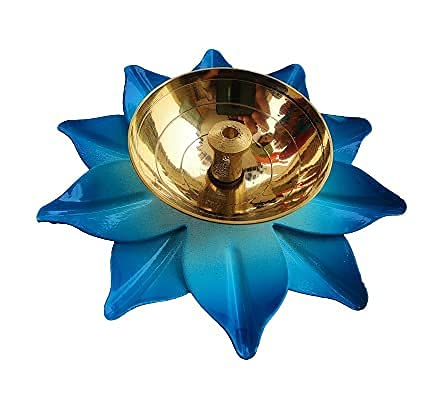 Image of Sanvatsar Metal Diya Lotus Design Set of 6 Oil lamp Deepak, Navaratri Gift Diwali Gift Corporate Gift Home Decor Item in Diwali Pooja