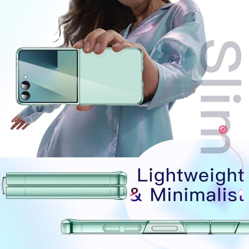Image of JETech Case for Samsung Galaxy Z Flip 7 2025, Crystal Transparent Hard PC Shell, Anti-Scratch Shockproof Slim Protective Phone Cover (Mint)