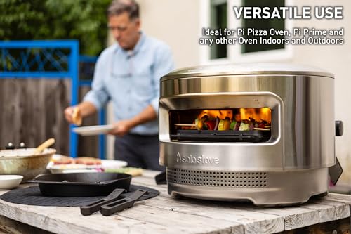 Image of Solo Stove Pi Cast Iron 3-Piece Cookware Set | Incl. Round Skillet (30,5 cm), Reversible Grill /Griddle (29,2 x 33 cm), 2 Removable Handles, Bamboo /Stainless Steel Base for Protection