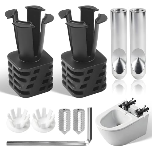9 Piezas Kit Bisagras Tapa WC con Tornillos Tapa WC, Soporte Universal Inodoro Montado en Pared, Diseño de 4 Patas, Instalación Multidireccional para Nuevas Instalaciones y Reformas