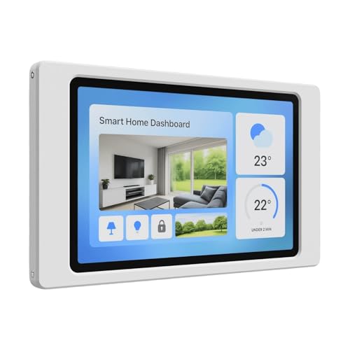 Cleverstation Tablet Wandhalterung für iPad 10. & 11. Generation (10 9/11 Zoll) - Passgenauer & Flacher Rahmen für Smart Home Display & Dashboard - Feste Montage mit Kabelführung - Weiß