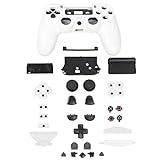 XFUNY Plastic Controller Housing Case Shell Cover for PS4 Controller [Plastic Cover + Rocker Cap + Key Cap] Replacement Part Skin Cover for Sony Playstation 4 Grip Handle-White