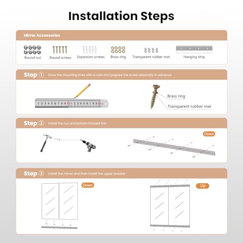 Pertetey 48X24-2PCS Home Gym Mirror, 48X24 Inch(Each)-2Pcs, Frameless Large Full Body Mirror Yoga Mirror, Tempered Glass Mirror, Full Length Wall Mounted Mirror thumb #5