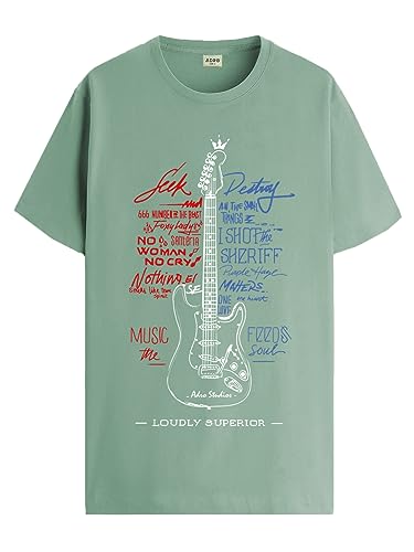 Image of ADRO Guitar Design Printed T-Shirt for Men - 100% Cotton, Regular Fit, Soft Breathable Fabric.