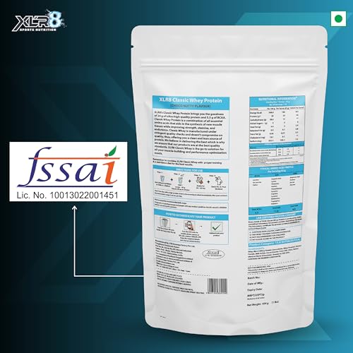 Image of XLR8 Classic Whey Protein Powder, 24 g Protein, 5.5 BCAA, No Maltodextrin (454 g Choco Nutty)